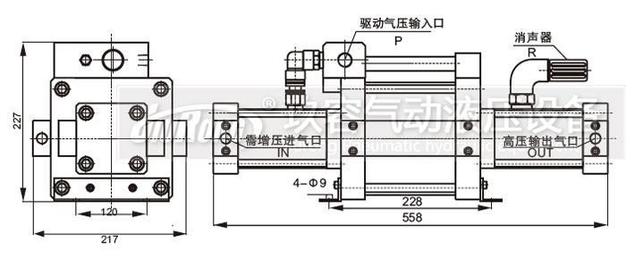 雙頭雙作用氣體增壓泵詳細(xì)安裝接口說明